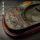 漢墨 10寸精品歙砚牛砚台 原石毛笔书法墨条用墨盒 文房四宝礼品送礼礼盒装砚台带盖