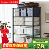 溢彩年华厨房置物架落地阳台杂物收纳货架零食蔬菜架【加粗五层80cm】2396