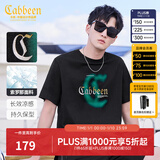 卡宾【凉感】卡宾印花短袖T恤男士夏季高级潮牌圆领上衣休闲潮流体恤 漆黑色-凉感 M /170/48