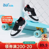 361°儿童四季板鞋男女童(3-12岁)百搭魔术贴滑板鞋小白鞋 黑32