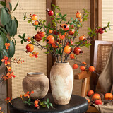 草木鲜生大红石榴果4头仿真花干花年宵花新年过年春节装饰客厅摆件红果