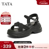 他她（TATA）凉鞋女鞋2025秋季新款休闲厚底法式气质时装凉鞋女 黑色 34