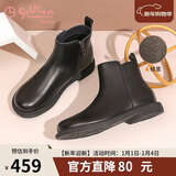 金利来（Goldlion）【新年礼物】女靴圆头中跟加绒保暖切尔西靴662140007黑色毛里40