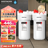 GOOTHO大白瓶前置过滤器 全屋家用自来水过滤净水器大通量大蓝瓶中央过滤通用滤芯除余氯阻垢 10寸双联增强除氯【PP+PCP】