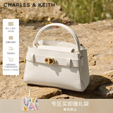 CHARLES&KEITH金属扣带凯莉包婚包手提单肩包包女包生日新年礼物CK2-50270880 Cream奶白色 S
