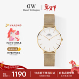 丹尼尔惠灵顿（DanielWellington）DW女士手表椭圆腕表小众轻奢石英压纹皮表带欧美表新年送女友礼物