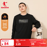 乔丹加绒卫衣男外套秋冬季保暖长袖圆领套头衫针织上衣运动服 黑色 加绒-326B L