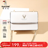啄木鸟（TUCANO）包包女款2026年牛皮时尚单肩斜挎包女链条包实用新年货节生日礼物 米白金鹿【实用生日礼物送女友】