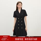 范思蓝恩正式气质通勤连衣裙女夏季收腰显瘦面试西装裙 黑色 L