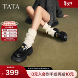 他她（TATA）邢菲同款侦探家英伦厚底乐福鞋女鞋小皮鞋加绒单鞋秋 7OL29CA4黑色（一脚蹬款） 37