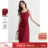 尚都比拉法式高级感连衣裙女秋季赫本风长款气质A字裙抽褶收腰显瘦背带裙