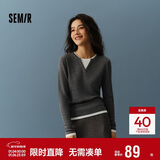 森马（Semir）森马毛衣女短款假两件含羊毛针织衫24冬新款保暖内搭109724107015
