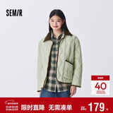 森马（Semir）羽绒服女中长款轻薄拼接灯芯绒翻领2024冬季三防外套109724113004