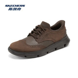 斯凯奇（Skechers）男鞋2026新款秋季闪穿鞋皮鞋全黑简约百搭运动休闲商务鞋 深褐色/COC  39.5