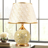 优丽美家 卧室台灯床头灯调光装饰灯欧式田园小台灯创意结婚房床头柜台灯 孔雀开屏（大号） 按键款(可亮度调节)