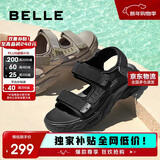 百丽厚底沙滩鞋男鞋25夏新休闲户外运动凉鞋A1514BL5 黑色 44