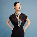 万事利桑蚕丝真丝丝巾礼盒女妈妈女友闺蜜生日送礼节日礼物方巾玉兰赋 双面印花中方巾-玉兰赋蓝粉 63cm
