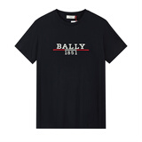 巴利（BALLY）男士时尚潮牌经典大牌LOGO纯棉短袖T恤 603086 05021 黑色 F000（偏大1码） L