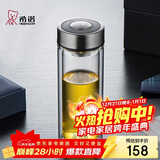 希诺（heenoor）双层玻璃杯高档商务办公车载水杯男家用透明泡茶杯子 345mL