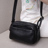 玛茜皮尔  MXPE牛皮斜挎小包包女式2025新款真皮小方包通勤多层单肩包女款秋冬季 黑色小号 无规格