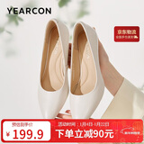 意尔康女鞋细跟通勤工作鞋浅口时装高跟鞋单鞋女春秋 26903W米白37