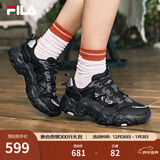 斐乐（FILA）官方猫爪6代女鞋复古运动鞋2025夏季新款舒适厚底鞋休闲鞋 黑/影黑灰-BD 38