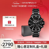 EMPORIO ARMANI阿玛尼手表男士黑武士系列 酷黑石英表陶瓷表带生日送男友AR70010