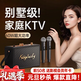 金运 k歌麦克风音响一体话筒家庭ktv音响套装蓝牙音箱家用唱歌全套设备手机电脑电视户外无线麦克风S16 双麦【黑】混响美声|HIFi音质