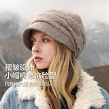 卡蒙（Kenmont）蓓蕾帽加绒贝雷毛线帽女秋冬时尚堆堆帽百搭英伦针织帽km-2618