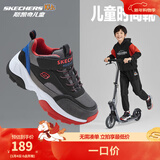 Skechers斯凯奇儿童绒绒靴男女童冬季防滑儿童加绒运动鞋中帮棉靴302527L 男童-不加绒/黑色/多彩色/BKMT 28.5