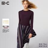 优衣库女装HEATTECH EXTRA WARM混纺圆领T恤/长袖9%羊绒478955 478955/79深紫色 L