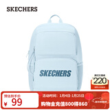 斯凯奇（Skechers）双肩包男女同款学生经典红色书包时尚大容量休闲运动旅行通勤背包 婴儿浅蓝/022G