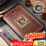 忆壶茶（YIHUTEA）茶盘托盘家用茶台带排水小型沥水储水实木功夫托盘泡茶具竹茶托 福字茶盘-大号36.8*23.5*3.6cm