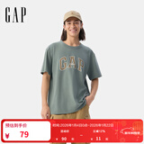 盖璞男女装2025春季新款纯棉字母印花logo短袖T恤上衣美版797924 绿色 XS 美码 S亚洲码175/88A