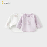 童泰婴儿半背衣春秋季纯棉新生儿衣服初生宝宝和尚服上衣紫色52cm