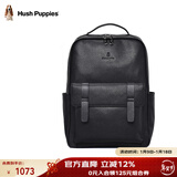暇步士（Hush Puppies）双肩包 男大容量商务休闲电脑包旅行背书包潮流时尚牛皮包 黑色