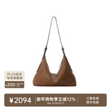 裘真【明星同款】植鞣牛皮羊皮双耳hobo单肩斜挎大容量包包女 大象灰-(牛皮）暂不预售