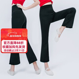 CONNY高腰提臀瑜伽裤女外穿舞蹈练功裤宽松广场舞服装跳舞裤跑步运动裤 黑色牛奶丝九分裤 2XL