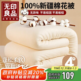 无印良品100%新疆棉花被子棉絮盖被垫被褥子秋冬四季纯棉胎被芯4斤150x200