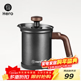 Hero 打奶器 特氟龙不锈钢双层手动打奶泡器 咖啡牛奶打泡机奶泡杯