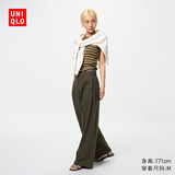 优衣库女装绒面针织宽腿裤/阔腿裤裤子479284 57 深橄榄色 XS /150/60A