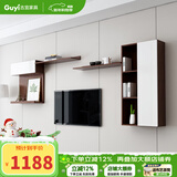 古宜 电视柜 伸缩电视柜茶几组合客厅背景墙柜子家具烤漆北欧电视机柜 【吊柜B】胡桃木色