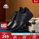 Kappa卡帕男鞋板鞋男冬季新款厚底小白鞋子男百搭休闲鞋情侣跑步运动鞋 黑色 35