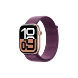 Apple/苹果 Watch Series 10 智能手表蜂窝款46毫米玫瑰金色铝金属表壳梅子色回环运动表带MWYP3CH/B