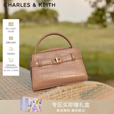CHARLES&KEITH鳄鱼纹凯莉包手提斜挎婚包包女包生日礼物新年礼物CK2-50270880-1 BLUSH浅红色 S