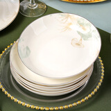 洁雅杰陶瓷盘子8英寸轻奢高温烧制陶瓷家用汤盘装菜盘套装 4只 牵牛花