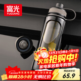 富光高硼硅玻璃杯 大容量泡茶杯双层塑玻带茶隔水杯 男士杯子1000ml