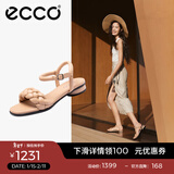 爱步（ECCO）凉鞋女 夏季方头一字带通勤休闲百搭粗跟凉鞋 雕塑233803 浅棕色23380361103 36