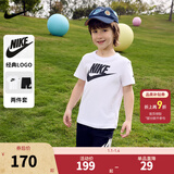 NIKE  3BRAND 耐克男女童纯棉短袖T恤+短裤2件套装夏季新款短袖套装 正黑色 130 /64 【建议身高116-122cm】