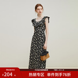 范思蓝恩23FS12695韩系荷叶边减龄连衣裙女夏季新款吊带裙子 黑底碎花 L